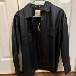 Abercrombie & Fitch Black Faux Leather Shirt